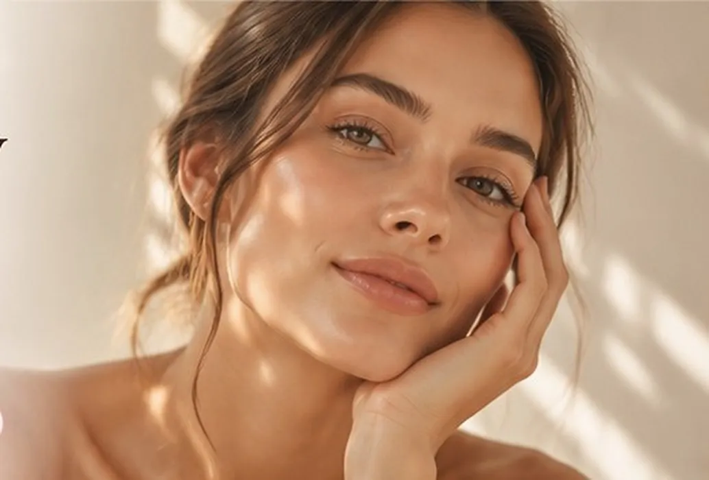Editorial portrait illustrating a calm beauty experience